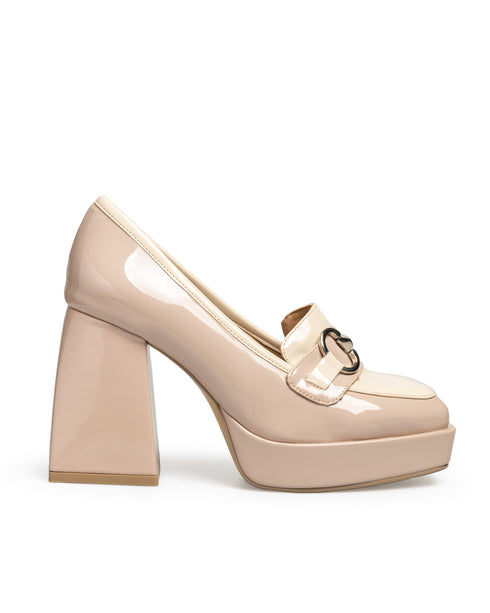 Zapatilla Nude Tipo Mocasín Con Hebilla 6919
